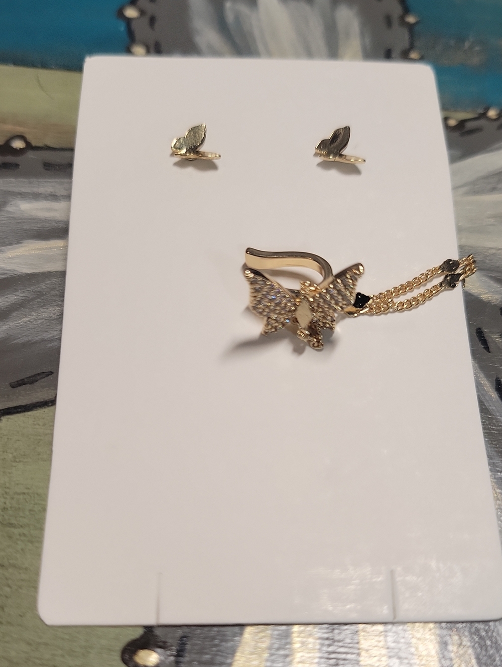 Gold Butterfly Cuff Earrings